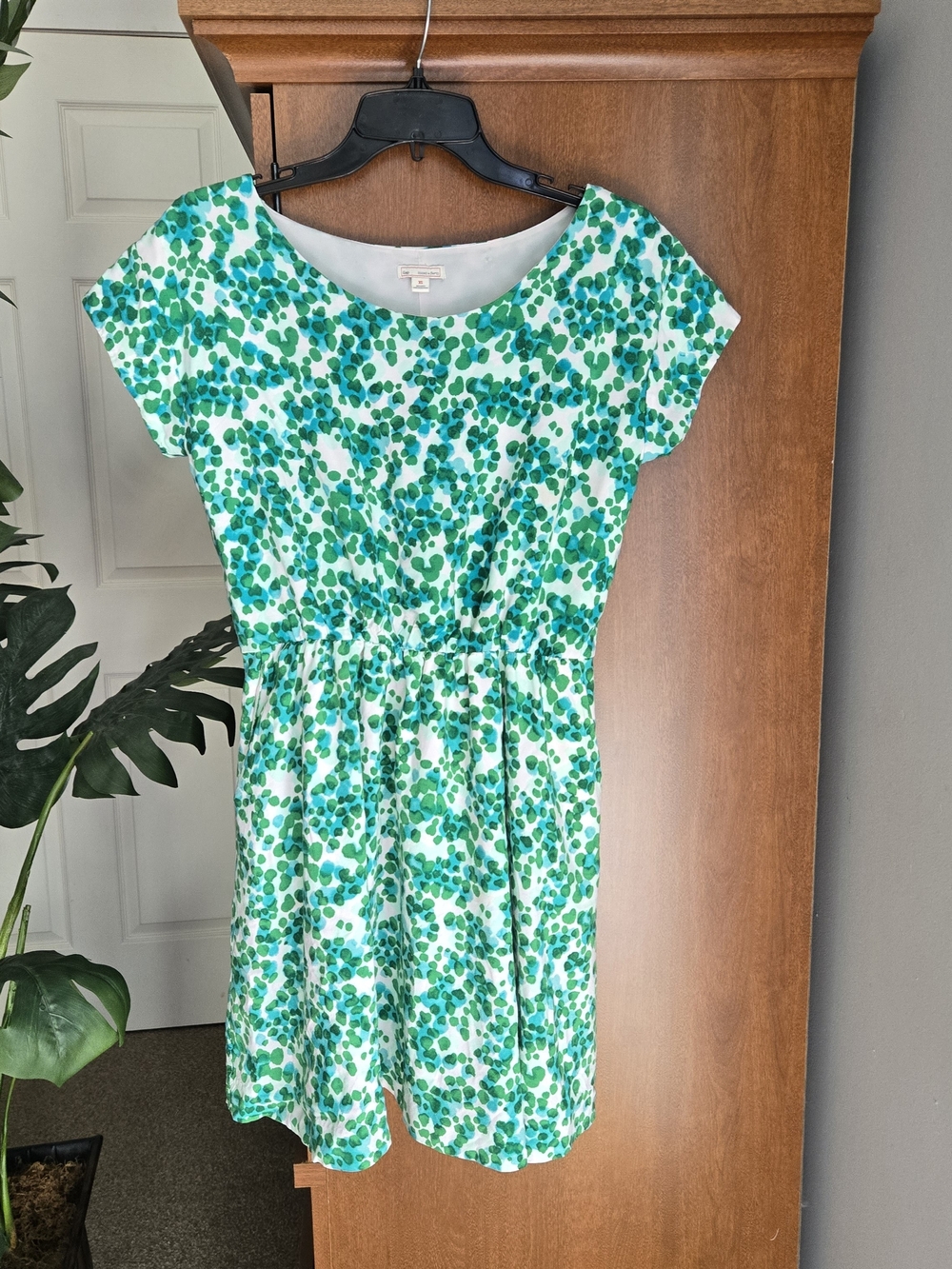 GAP Green and Teal Dot-Print Mini Dress